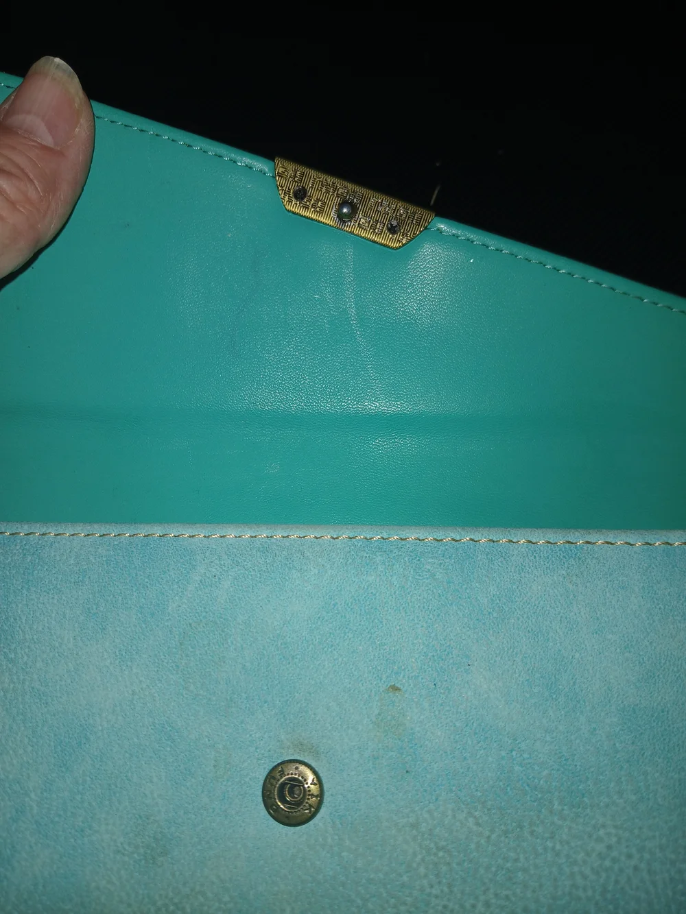 Disney Aqua Blue Wallet with Gold Mickey Accent